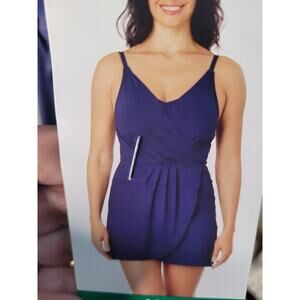 Lands End Swim skirt/Suit NWT Navy Lined Removable Pads Adjustable Sz XL